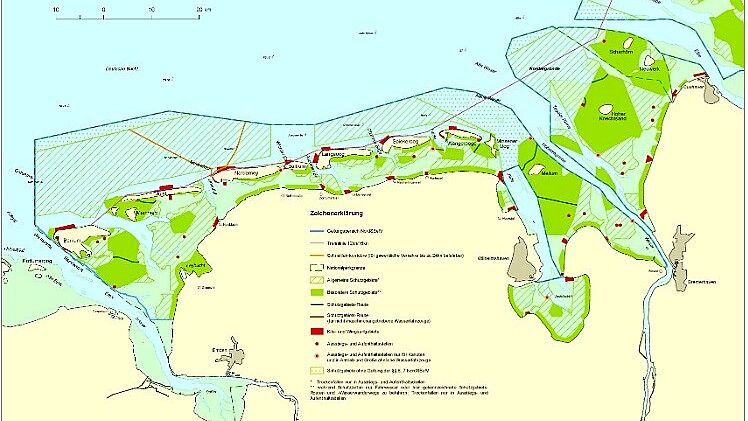 Die Nordsee-Befahrensverordnung legt für den Nationalpark Wattenmeer strengere Regeln für Wassersport und die gewerbliche Schifffahrt fest. Hellgrün eingezeichnet sind die "Besonderen Schutzgebiete". Grafik: BSH