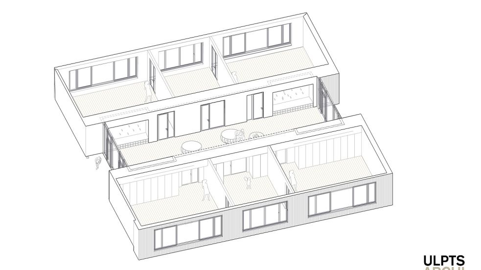 Der Blick auf ein sogenanntes Lerncluster mit Unterrichtsräumen, Spezialräumen und dem mittigen Trakt für unterschiedliche Zwecke. Grafik: Ulpts Architekten GmbH