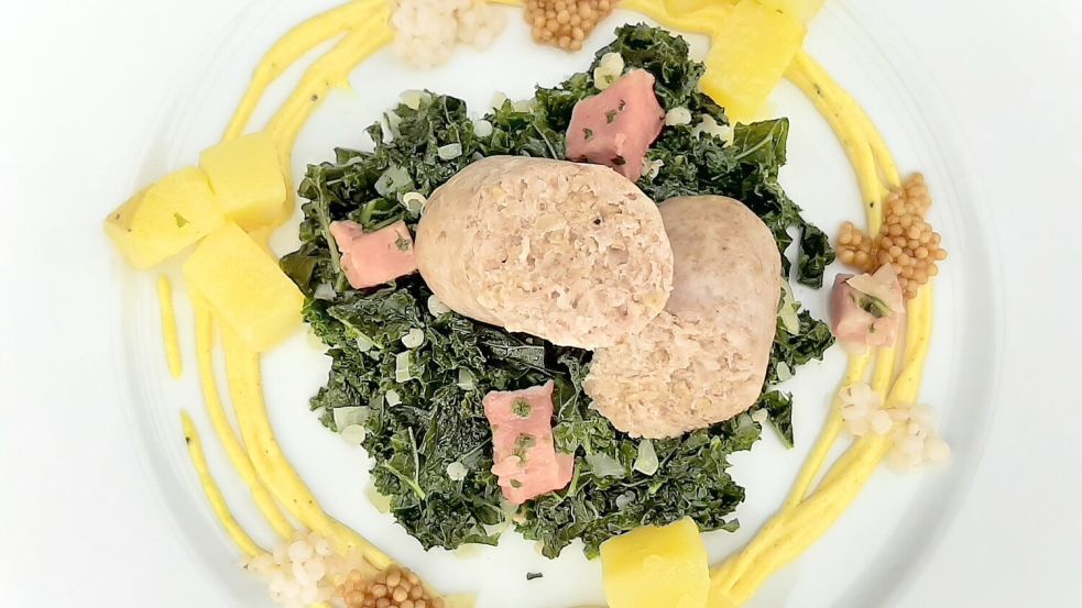 Alles selbst gemacht. Im Finale präsentierte Bohlen Grünkohl mit Pinkel, Senfcreme, Kartoffeln und Senfkaviar. Foto: privat