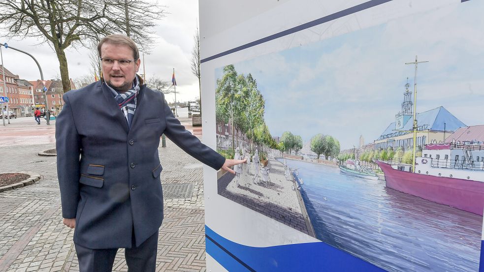 Oberbürgermeister Tim Kruithoff stellte die neuen Entwürfe vor. Foto: Ortgies
