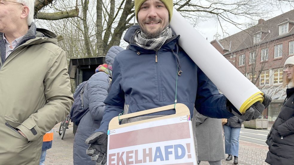 Auch eine Aussage: Dieser Teilnehmer hatte einiges für die Beschilderung getextet. Foto: Schuurman