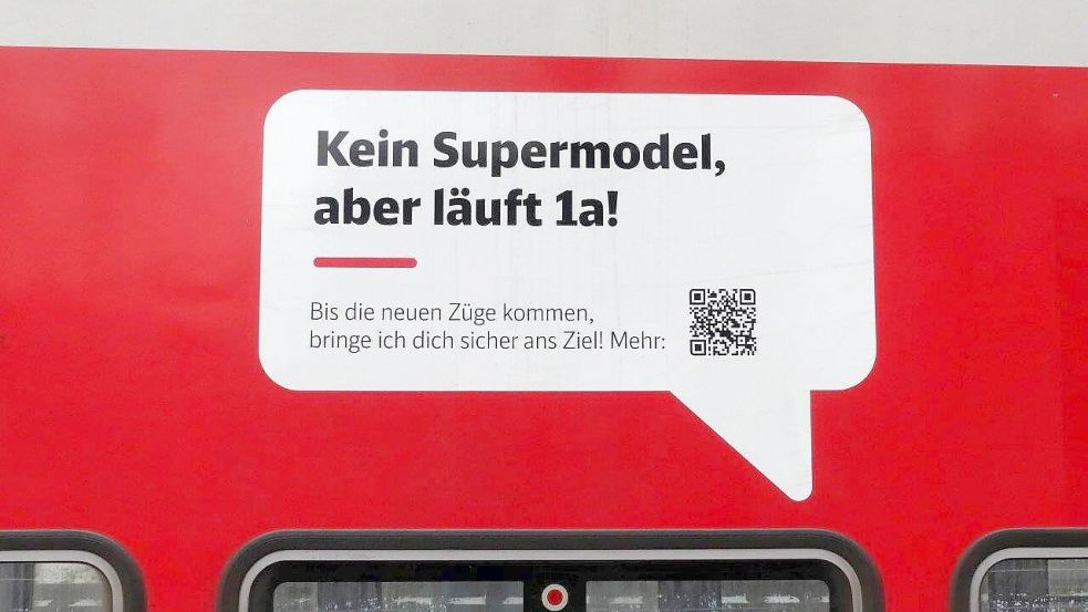 Hinweis auf dem RE1, der auch durch Ostfriesland fährt. Foto: Pro Bahn