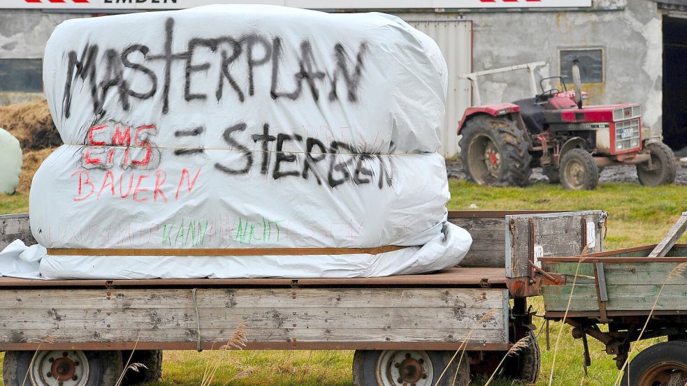An vielen Stellen machten Landwirte ihren Protest gegen den Masterplan deutlich. Foto: Ortgies/Archiv