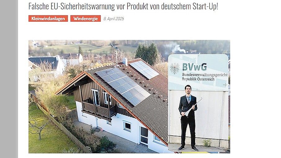 In einer Pressemitteilung äußerte sich das Unternehmen SkyWind zur Entscheidung des Bundesverwaltungsgerichts in Wien. Screenshot: Nicole Böning
