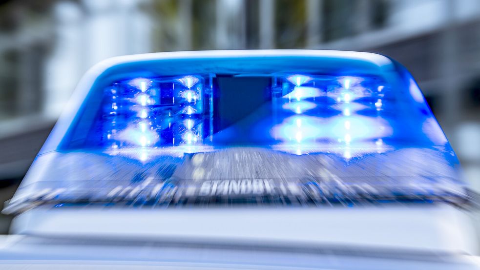 Das Blaulicht an einem Polizeiwagen ist eingeschaltet. Foto: David Inderlied/DPA