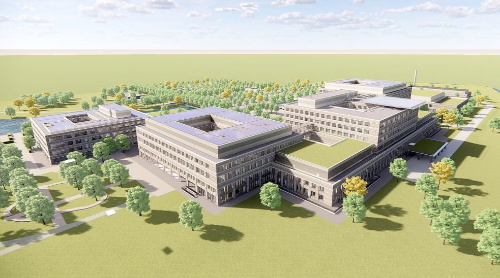 So soll die geplante Zentralklinik in Uthwerdum aussehen. Grafik: Trägergesellschaft