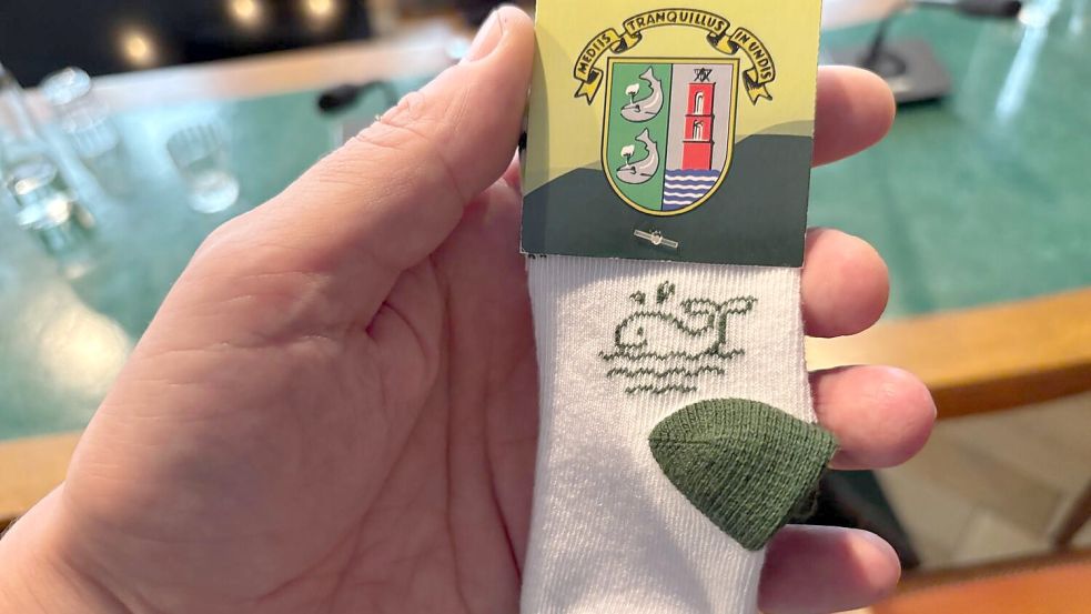 Babysocken als Willkommensgeschenk für Borkums Nachwuchs. Foto: Florian Ferber