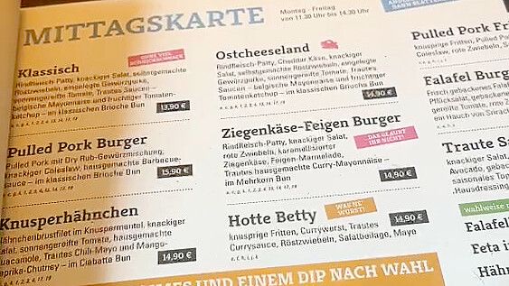 Die Mittagskarte eröffnet viele Möglichkeiten für eine leckere Mittagspause. Foto: Jasmin Oltmanns