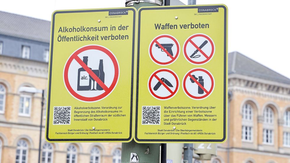 Seit Juni 2024 sind der Osnabrücker Neumarkt, die Johannisstraße und umzu eine Alkohol- und Waffenverbotszone. Foto: Jörn Martens