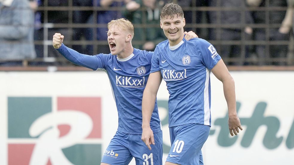 Beim SV Meppen gehörte Luca Prasse (links) zu den Leistungsträgern. Im Sommer verließ er wie sein ostfriesischer Ex-Mitspieler Marek Janssen (rechts) die Emsländer. Prasse ging nach Kiel, Janssen nach Essen. Foto: Imago