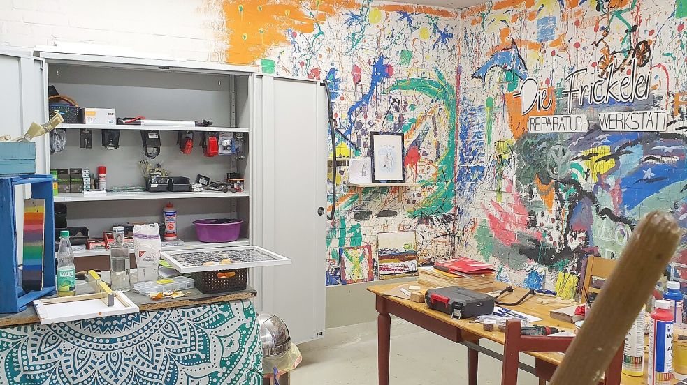 Viel Platz zum Reparieren und Gestalten: der Werkraum im Keller. Foto: Tagesaufenthalt