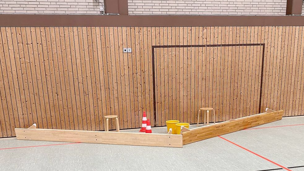 In der Sporthalle der Oberschule Uplengen standen in der Vergangenheit schon Eimer, die das Wasser auffangen sollten. Foto: privat/Archiv