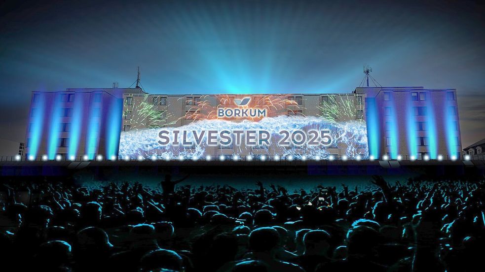 So soll das Nordseeklinikgebäude zum Jahreswechsel erstrahlen. Fotovisualisierung: Studio Eigengrau