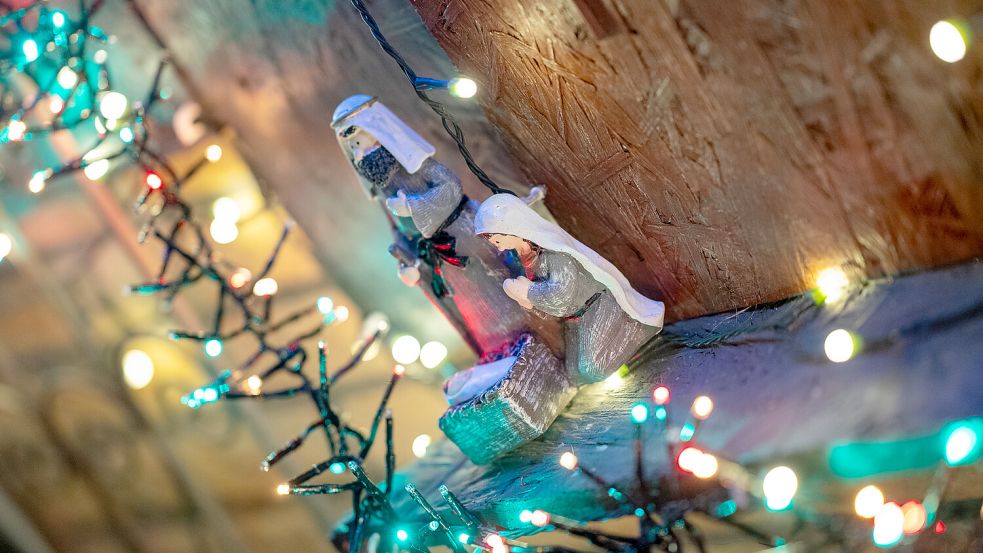 Bei ihrem Wilhelmsfehntjer Weihnachtshaus setzt Familie Behrends außen vor allem auf Lichter – ein wenig Dekoration ist dort aber auch zu finden. Foto: Klaus Ortgies