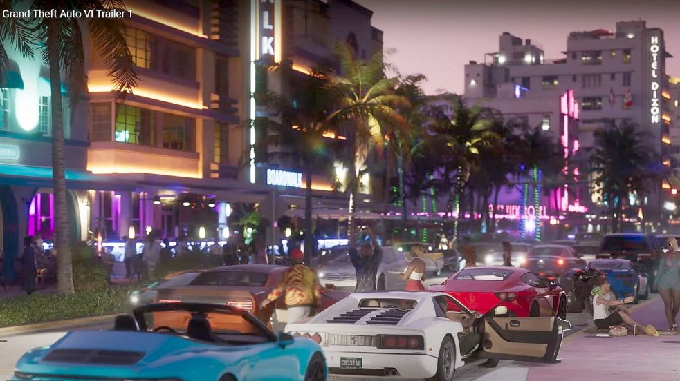 Das Standbild zeigt eine Szene aus dem Trailer für Grand Theft Auto VI. Foto: dpa/Rockstar Games/Sabrina Hentschel