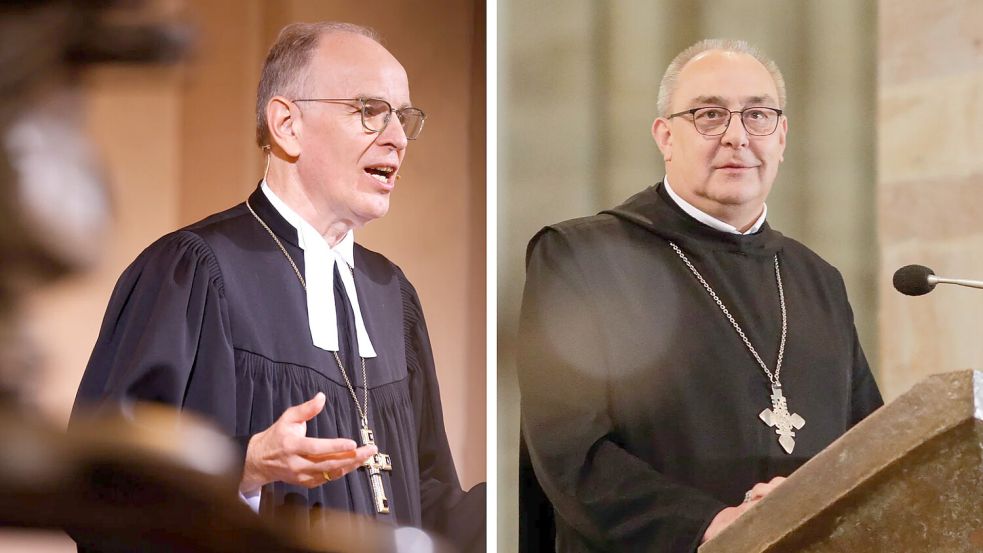 Hannovers evangelischer Landesbischof Ralf Meister (links) und Bischof Dominicus Meier vom katholischen Bistum Osnabrück. Foto: imago/epd/Michael Gründel
