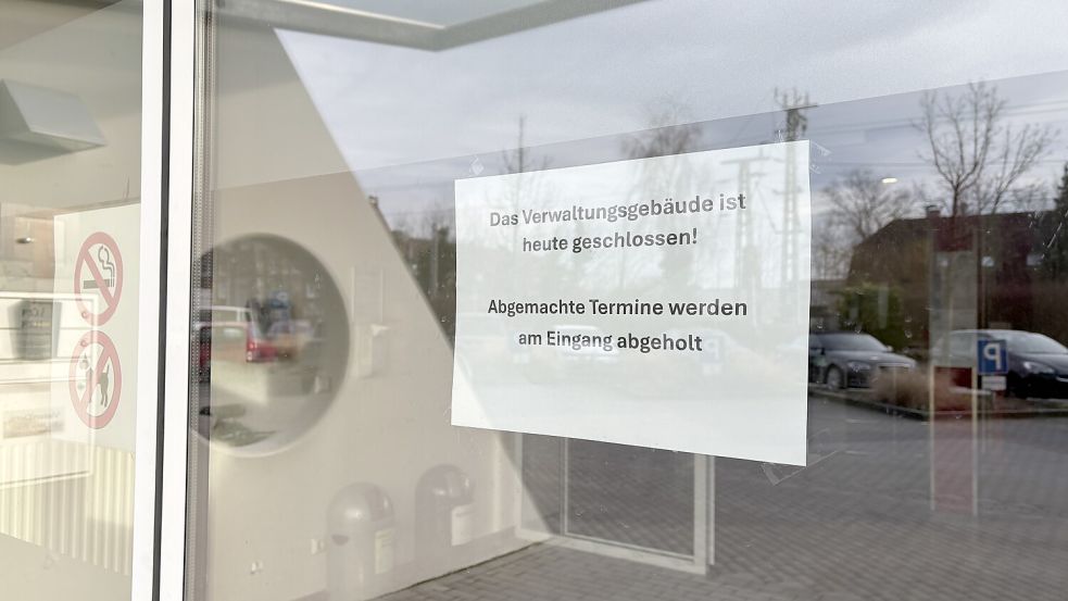 Das Verwaltungsgebäude ist bis auf Weiteres geschlossen. Foto: Mona Hanssen