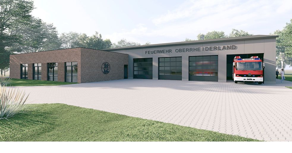 2,8 Millionen Euro sind im Etat für das geplante Feuerwehrgerätehaus Oberrheiderland vorgesehen. Visualisierung: Radke Architekten