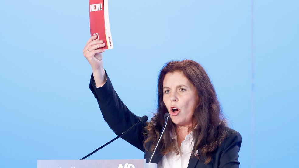 Anja Arndt, hier bei der Listenaufstellung zur Europawahl in Magdeburg, klagt ihren eigenen Landesverband gerade massiv an. DPA-Foto: Carsten Koall