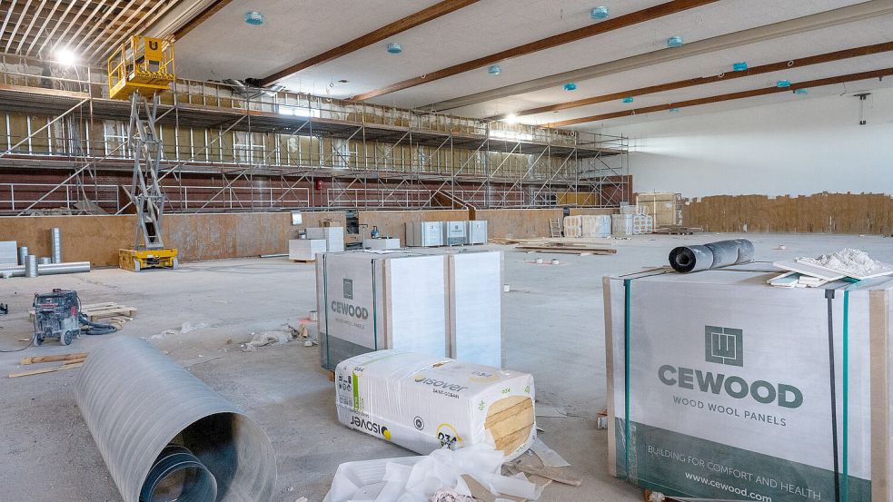 Noch wird hier gebaut, aber ab dem Sommer kann in der Dreifachhalle wieder Sport gemacht werden.