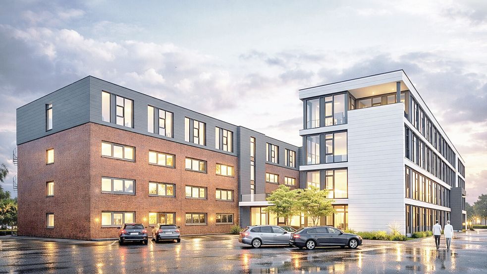 So soll der neue Verwaltungskomplex von Bohlen & Doyen in Wiesmoor aussehen. Grafik: Ingenieurgemeinschaft Henninga