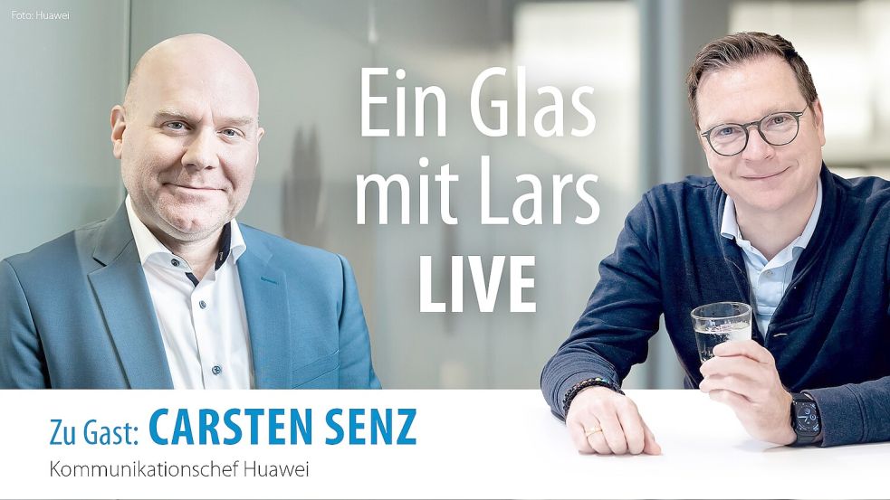 Carsten Senz war am Mittwoch, 11. März 2026, in Leer und hat mit Lars Reckermann über China, Handel und Politik gesprochen. Grafik: Kirsten Schüür