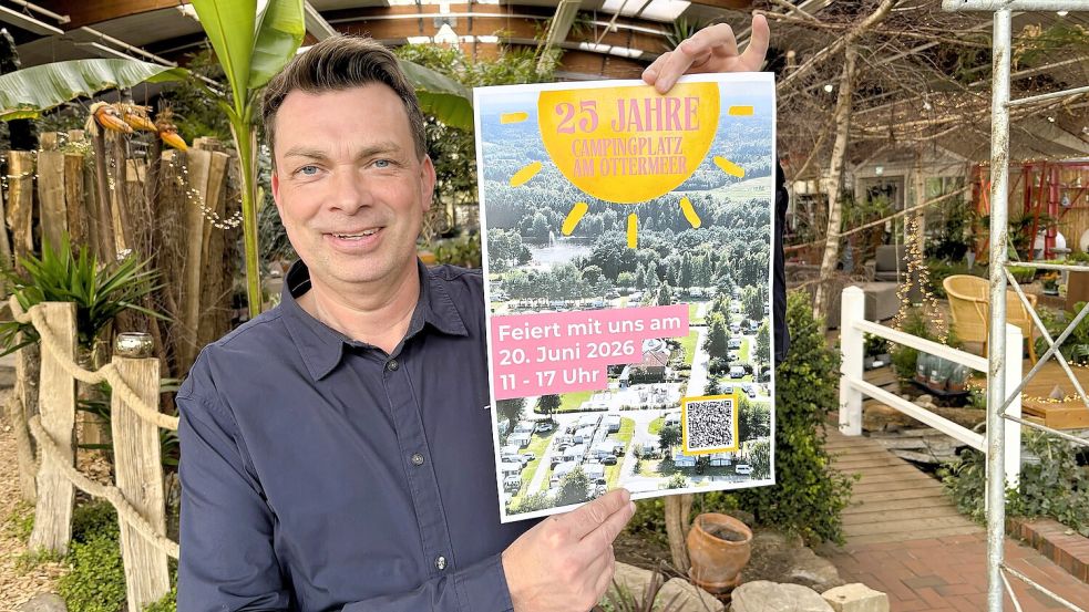 Jens Albers von der Stadtverwaltung freut sich in diesem Jahr auf die Feier zum 25. Jubiläum des Campingplatzes am Ottermeer. Foto: Nicole Böning
