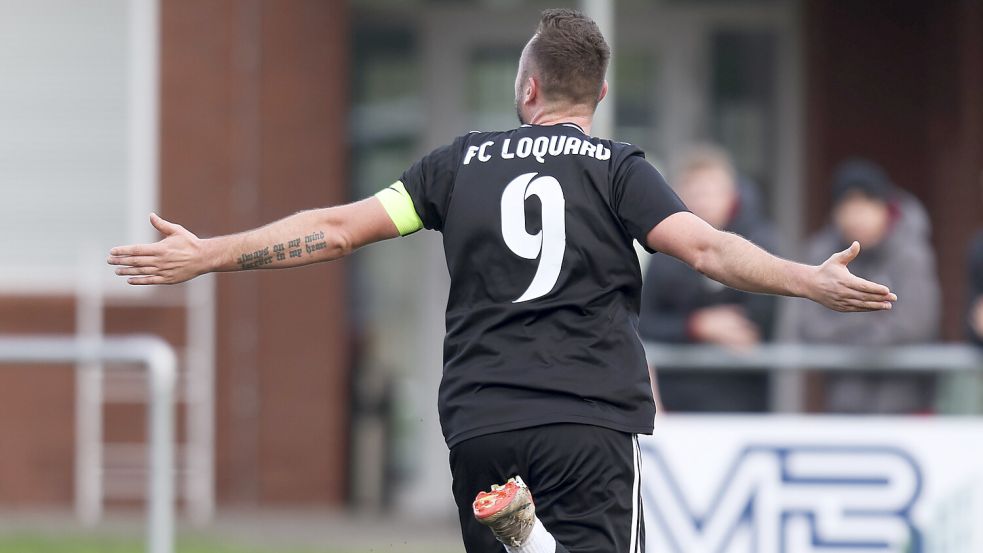 Marvin Davids erzielte das zwischenzeitliche 3:0 für Loquard. Am Ende durfte der FCL gegen den VfB Uplengen aber doch keinen Heimsieg bejubeln. Archivfoto: Jens Doden/ Emden