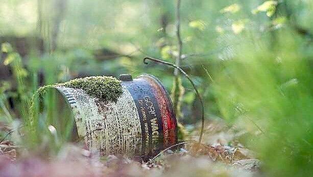 Ein nicht richtig entsorgter Farbeimer liegt im Wald. Symbolfoto: Pixabay/Archiv