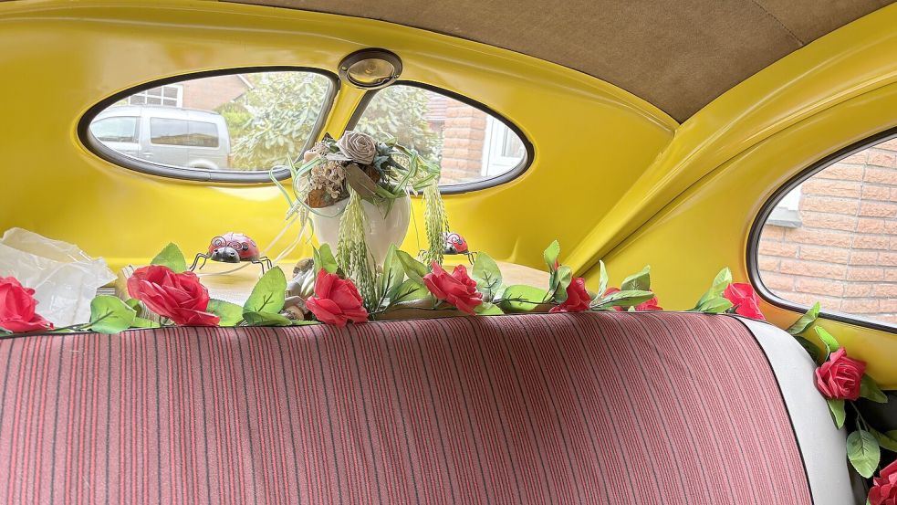 Der Käfer der Familie Willms wurde so oft als Hochzeitsauto genutzt, dass es irgendwann einfach nicht mehr abgeschmückt wurde. Foto: Susanne Ullrich