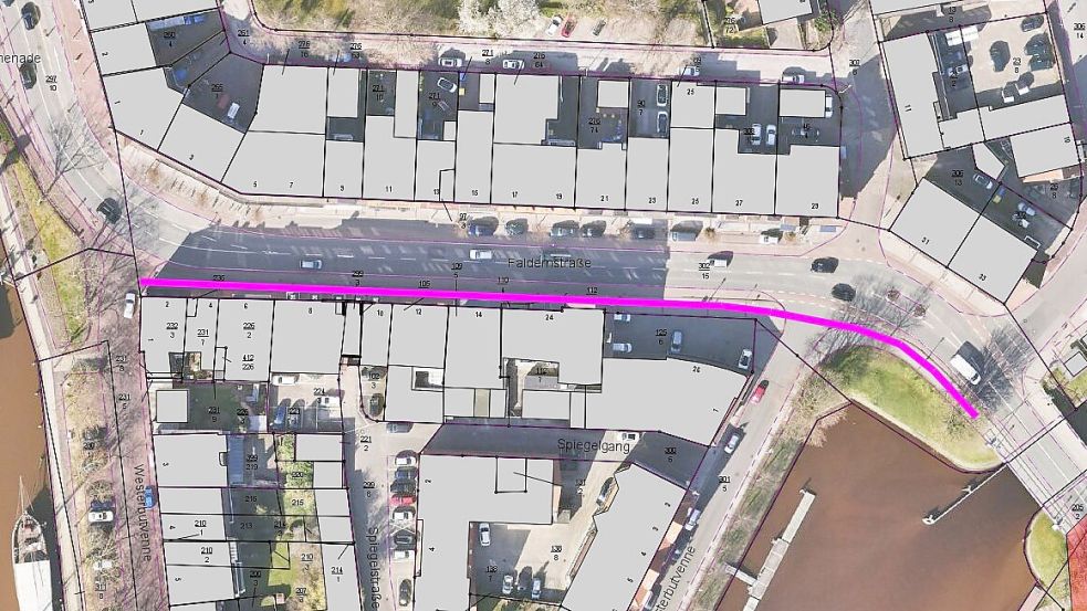 Übersicht: Zwischen Westerbutvenne und Osterbutvenne werden Rohre verlegt. Skizze: Stadtwerke Emden