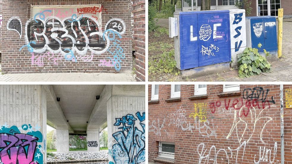 Die Stadt Emden wirkt vollgesprüht. Fotos: Stephanie Schuurman