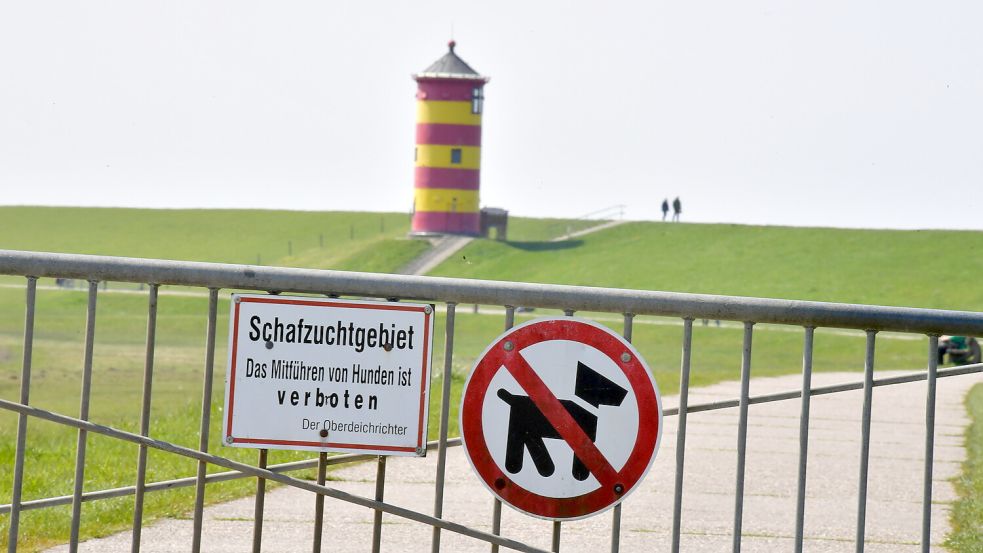 Hunde sind auf Deichen in der Krummhörn nicht erlaubt. Darauf weisen vielerorts auch Schilder hin. Archivbild: Heinz Wagenaar