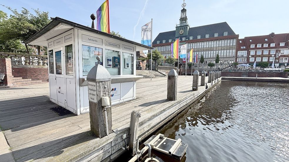 Das Holzdeck bei der Delfttreppe soll ersetzt werden. Das ist Teil des Gesamtumbaus rund um den Delft. Dafür starten Montag Probebohrungen. Foto: Klaus Ortgies/Archiv