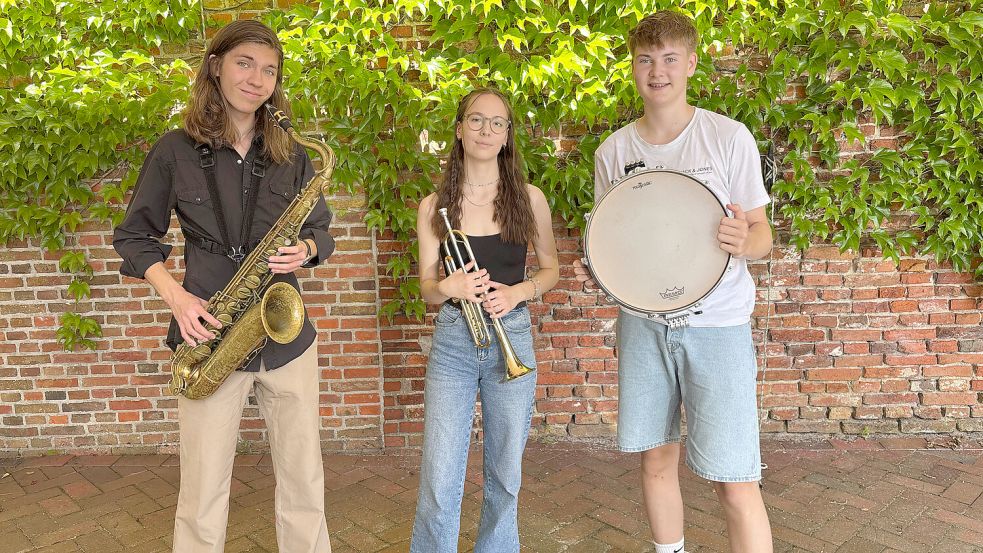 Junge Talente der Musikschule Emden (von links): Till Murra, Daje Dengler und Laurens van der Kamp. Foto: Donia Rezkalla
