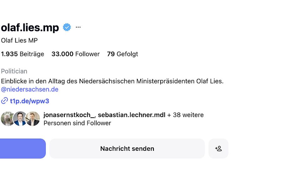 Instagram-Profil von Ministerpräsident Olaf Lies Foto: Jonas E. Koch