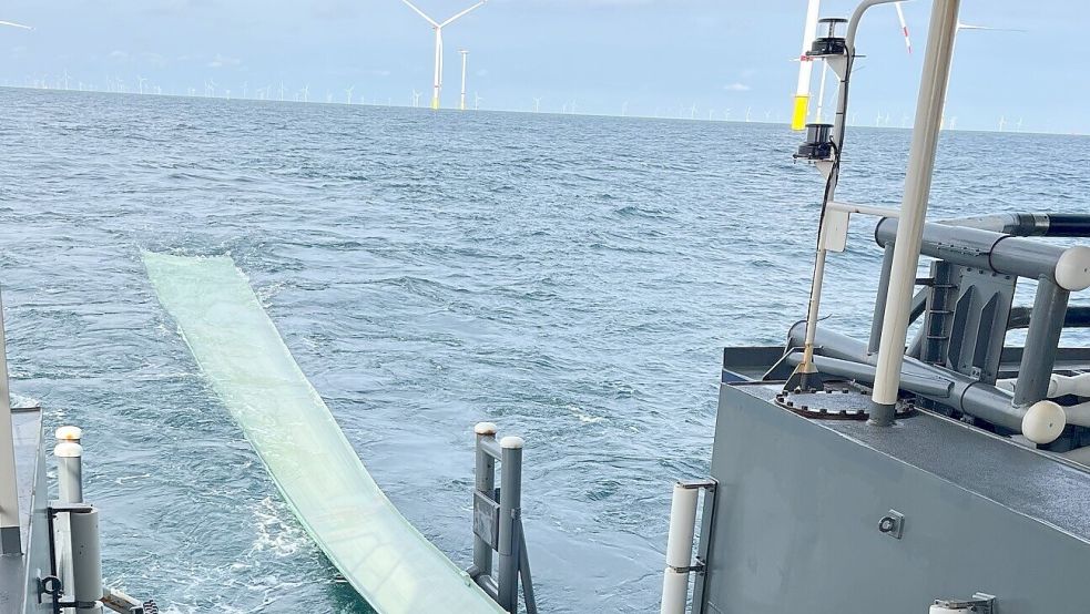 Das Rotorblatt wurde an Bord gezogen. Foto: Bundespolizei
