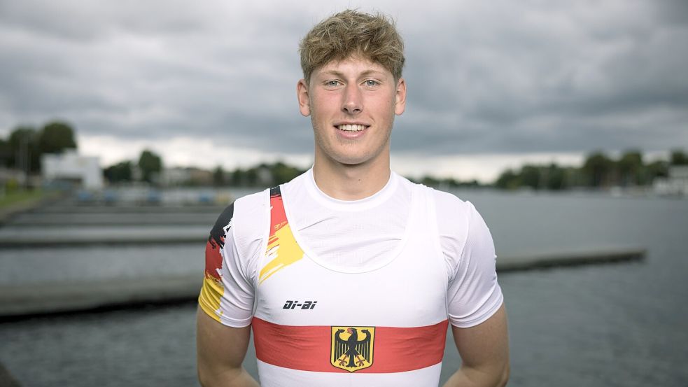 Jann Henner de Boer trägt stolz den Deutschland-Adler auf der Brust. Foto: Christian Schwier