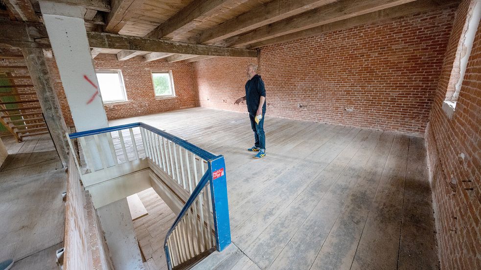 Das Obergeschoss bietet viel Platz für Kunstwerke. Foto: Klaus Ortgies/Archiv
