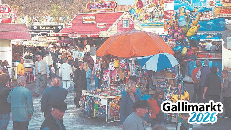 Bunte Verkaufsbuden zieren den Gallimarkt im Jahr 2001. Foto: Archiv
