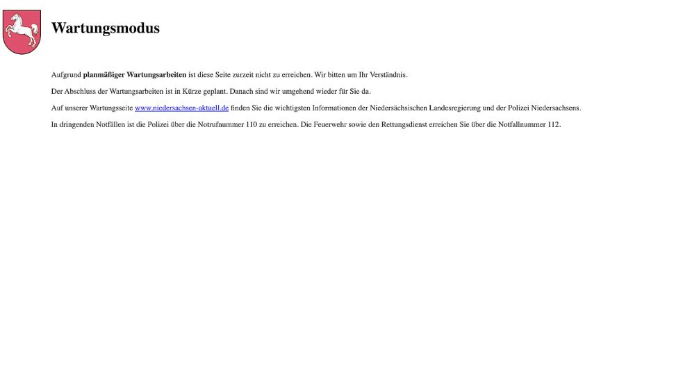 Auch die Webseite der niedersächsischen Staatskanzlei ist derzeit nicht zu erreichen. Foto: Jonas E. Koch